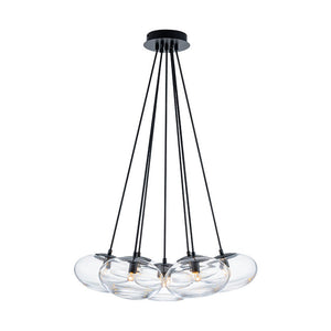 LightFixturesUSA - Black 7 - Light Cluster Clear Glass Oval Globe Chandelier - Chandelier - Glass with Thickened Base - 