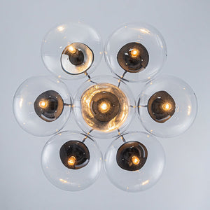 LightFixturesUSA - Black 7 - Light Cluster Clear Glass Oval Globe Chandelier - Chandelier - Glass with Thickened Base - 