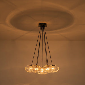 LightFixturesUSA - Black 7 - Light Cluster Clear Glass Oval Globe Chandelier - Chandelier - Glass with Thickened Base - 