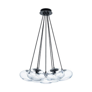 LightFixturesUSA - Black 7 - Light Cluster Clear Glass Oval Globe Chandelier - Chandelier - Glass with Thickened Base - 