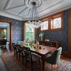 LightFixturesUSA - Black 7 - Light Cluster Clear Glass Oval Globe Chandelier - Chandelier - Glass with Thickened Base - 