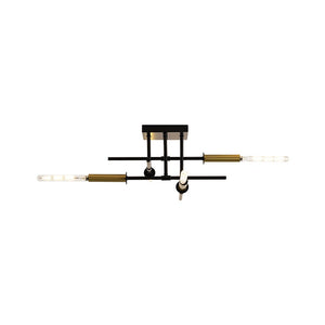LightFixturesUSA - Black Brass 4 - Light Sputnik Linear Semi Flush Mount - Ceiling Light - 20 in. - 
