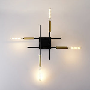 LightFixturesUSA - Black Brass 4 - Light Sputnik Linear Semi Flush Mount - Ceiling Light - 20 in. - 