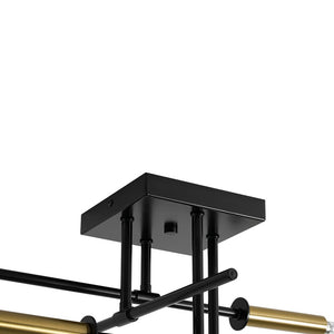 LightFixturesUSA - Black Brass 4 - Light Sputnik Linear Semi Flush Mount - Ceiling Light - 20 in. - 