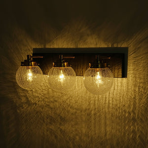 LightFixturesUSA - Black Brass Crackle Glass Globe Vanity Wall Lamp - Wall Sconce - 3 - Lt - 
