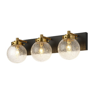LightFixturesUSA - Black Brass Crackle Glass Globe Vanity Wall Lamp - Wall Sconce - 3 - Lt - 