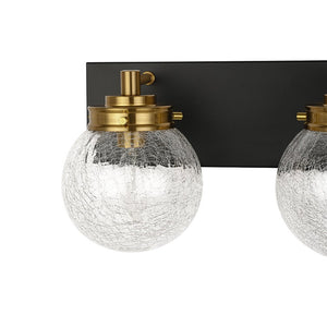 LightFixturesUSA - Black Brass Crackle Glass Globe Vanity Wall Lamp - Wall Sconce - 3 - Lt - 