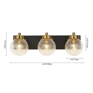 LightFixturesUSA - Black Brass Crackle Glass Globe Vanity Wall Lamp - Wall Sconce - 3 - Lt - 
