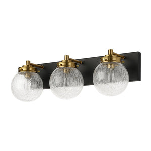 LightFixturesUSA - Black Brass Crackle Glass Globe Vanity Wall Lamp - Wall Sconce - 3 - Lt - 