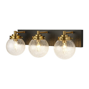 LightFixturesUSA - Black Brass Crackle Glass Globe Vanity Wall Lamp - Wall Sconce - 3 - Lt - 