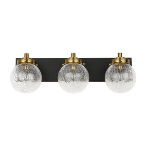 LightFixturesUSA - Black Brass Crackle Glass Globe Vanity Wall Lamp - Wall Sconce - 3 - Lt - 