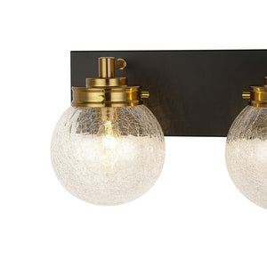LightFixturesUSA - Black Brass Crackle Glass Globe Vanity Wall Lamp - Wall Sconce - 3 - Lt - 
