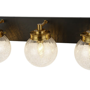 LightFixturesUSA - Black Brass Crackle Glass Globe Vanity Wall Lamp - Wall Sconce - 3 - Lt - 