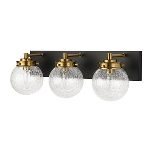 LightFixturesUSA - Black Brass Crackle Glass Globe Vanity Wall Lamp - Wall Sconce - 3 - Lt - 