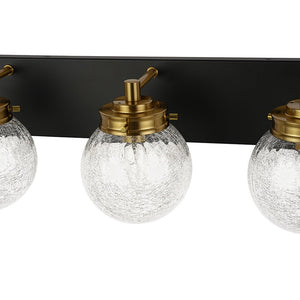 LightFixturesUSA - Black Brass Crackle Glass Globe Vanity Wall Lamp - Wall Sconce - 3 - Lt - 