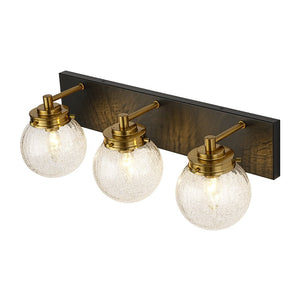 LightFixturesUSA - Black Brass Crackle Glass Globe Vanity Wall Lamp - Wall Sconce - 3 - Lt - 