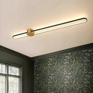 LightFixturesUSA-Black Brass Oval Ring Dimmable LED Semi Flush / Wall Light-Ceiling Light-1 Pack-