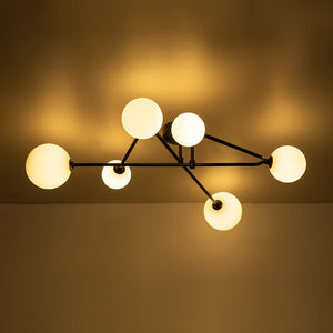 LightFixturesUSA - Black Frosted Bubble Linear Sputnik Semi Flush Mount - Ceiling Light - Black - 
