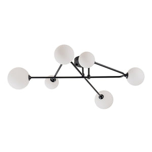 LightFixturesUSA - Black Frosted Bubble Linear Sputnik Semi Flush Mount - Ceiling Light - Black - 