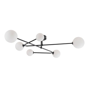 LightFixturesUSA - Black Frosted Bubble Linear Sputnik Semi Flush Mount - Ceiling Light - Black - 