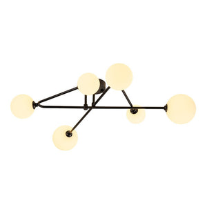 LightFixturesUSA - Black Frosted Bubble Linear Sputnik Semi Flush Mount - Ceiling Light - Black - 