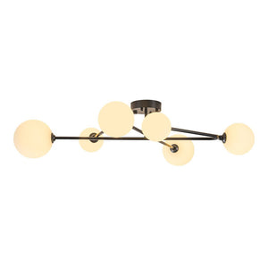 LightFixturesUSA - Black Frosted Bubble Linear Sputnik Semi Flush Mount - Ceiling Light - Black - 
