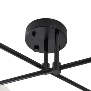 LightFixturesUSA - Black Frosted Bubble Linear Sputnik Semi Flush Mount - Ceiling Light - Black - 