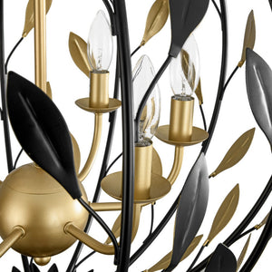 LightFixturesUSA - Black Gold Candle Style Leaf Vine Iron Orb Chandelier - Chandelier - 6 - Lt - 