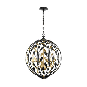 LightFixturesUSA - Black Gold Candle Style Leaf Vine Iron Orb Chandelier - Chandelier - 6 - Lt - 