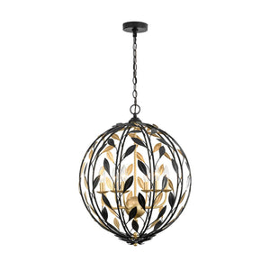 LightFixturesUSA - Black Gold Candle Style Leaf Vine Iron Orb Chandelier - Chandelier - 6 - Lt - 