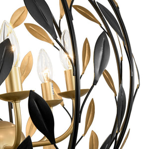 LightFixturesUSA - Black Gold Candle Style Leaf Vine Iron Orb Chandelier - Chandelier - 6 - Lt - 