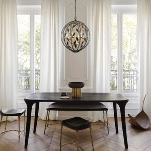 LightFixturesUSA - Black Gold Candle Style Leaf Vine Iron Orb Chandelier - Chandelier - 6 - Lt - 