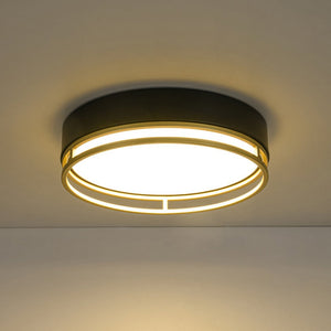 LightFixturesUSA - Black Gold Metal Round Dimmable LED Flush Mount Light 5CCT - Ceiling Light - 15.7 in - 