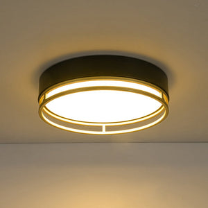 LightFixturesUSA - Black Gold Metal Round Dimmable LED Flush Mount Light 5CCT - Ceiling Light - 15.7 in - 