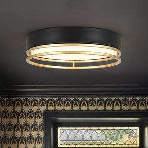 LightFixturesUSA - Black Gold Metal Round Dimmable LED Flush Mount Light 5CCT - Ceiling Light - 15.7 in - 