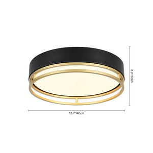 LightFixturesUSA - Black Gold Metal Round Dimmable LED Flush Mount Light 5CCT - Ceiling Light - 15.7 in - 