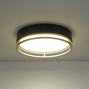 LightFixturesUSA - Black Gold Metal Round Dimmable LED Flush Mount Light 5CCT - Ceiling Light - 15.7 in - 