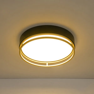 LightFixturesUSA - Black Gold Metal Round Dimmable LED Flush Mount Light 5CCT - Ceiling Light - 15.7 in - 