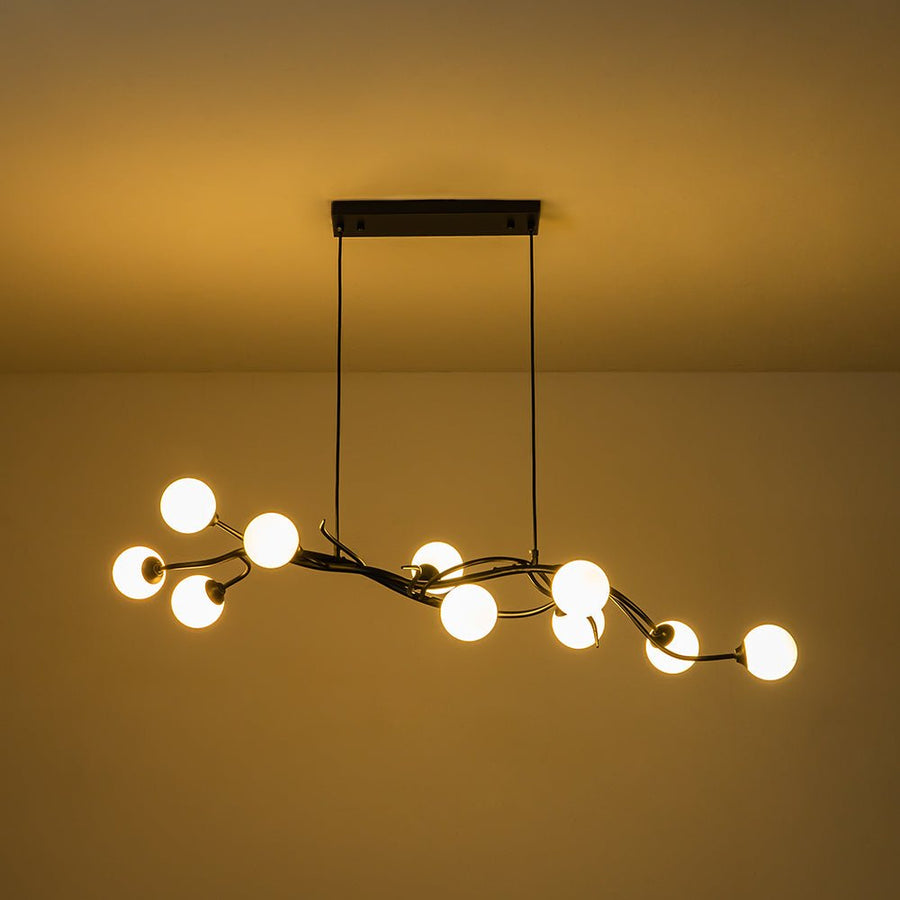 LightFixturesUSA - Black Magic Forest Willow Bubble Linear Island Chandelier - Chandelier - Black - 