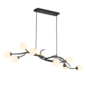 LightFixturesUSA - Black Magic Forest Willow Bubble Linear Island Chandelier - Chandelier - Black - 