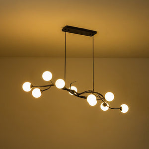 LightFixturesUSA - Black Magic Forest Willow Bubble Linear Island Chandelier - Chandelier - Black - 