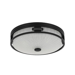 LightFixturesUSA - Black Round Frosted Crackled Glass Flush Mount Light - Ceiling Light - 16.1 in - 