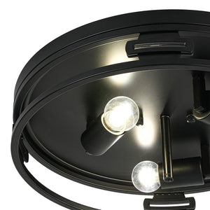 LightFixturesUSA - Black Round Frosted Crackled Glass Flush Mount Light - Ceiling Light - 16.1 in - 
