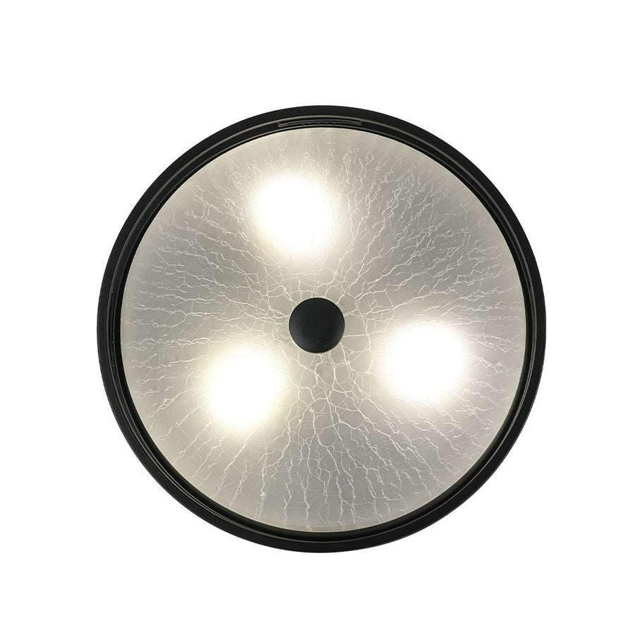 LightFixturesUSA - Black Round Frosted Crackled Glass Flush Mount Light - Ceiling Light - 16.1 in - 