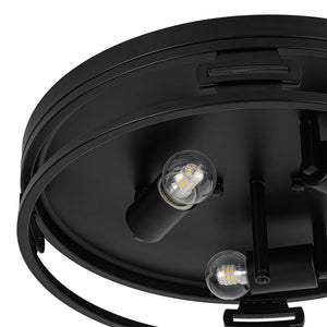 LightFixturesUSA - Black Round Frosted Crackled Glass Flush Mount Light - Ceiling Light - 16.1 in - 