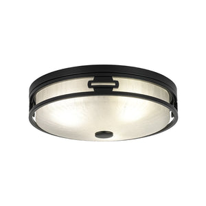 LightFixturesUSA - Black Round Frosted Crackled Glass Flush Mount Light - Ceiling Light - 16.1 in - 