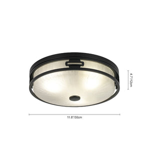 LightFixturesUSA - Black Round Frosted Crackled Glass Flush Mount Light - Ceiling Light - 16.1 in - 