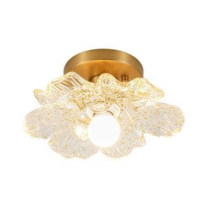 LightFixturesUSA - Bloom 1 - Light Snow Lotus Clear Glass Flower Semi Flush Mount - Ceiling Light - 9.8 in - 