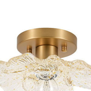 LightFixturesUSA - Bloom 1 - Light Snow Lotus Clear Glass Flower Semi Flush Mount - Ceiling Light - 9.8 in - 
