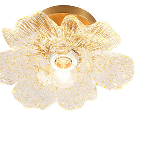 LightFixturesUSA - Bloom 1 - Light Snow Lotus Clear Glass Flower Semi Flush Mount - Ceiling Light - 9.8 in - 